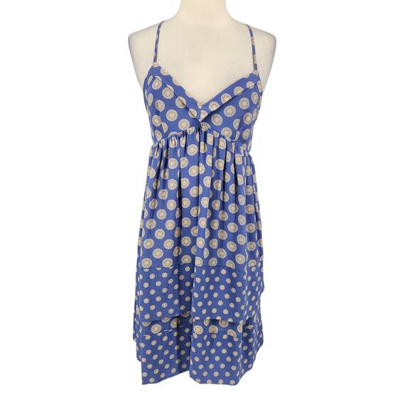 Anthropologie brand The Addison Story Blue Silk Mandala Print Sundress Size Med - Picture 1 of 7
